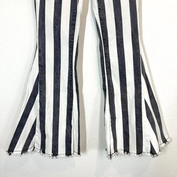 Saints and Hearts High Rise Flare Jeans Hippie Bell Bottom Retro Stripe Medium - Picture 6 of 13